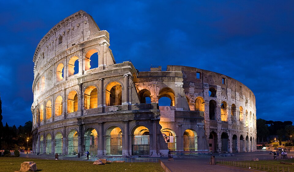 panorama of the Coliseum at dusk